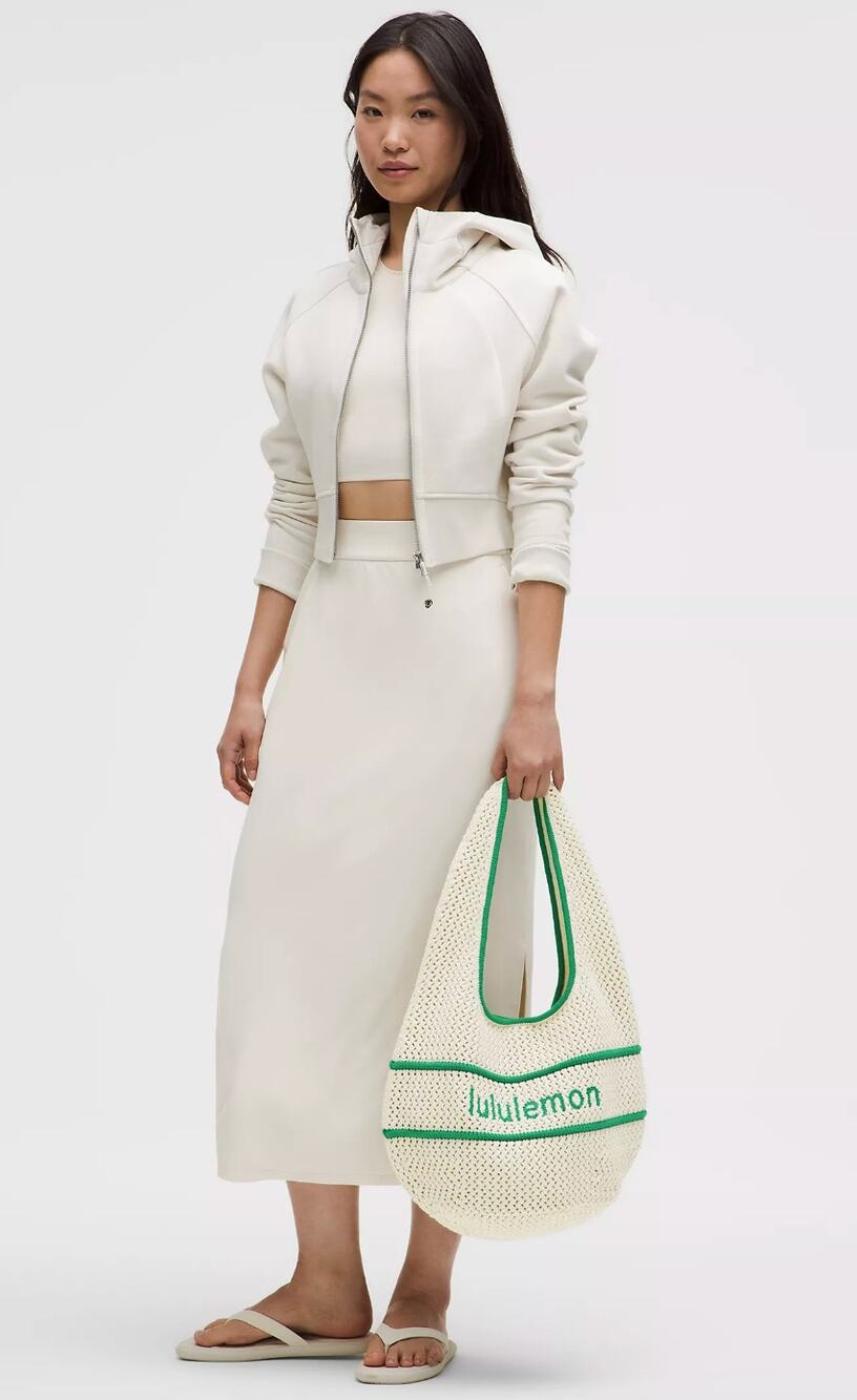 Lululemon Cotton Crochet Shoulder Bag 7L Light Ivory/Raceway Green